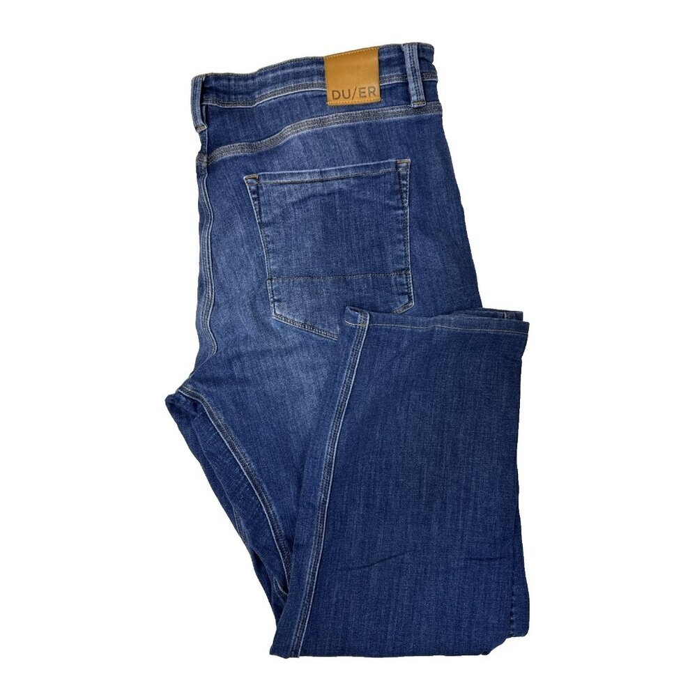 DUER Performance Denim Jeans Stretch Blue Wash 40x27 Hemmed
